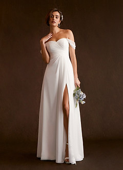 Azazie Zadie Wedding Dresses A-Line Off the Shoulder Chiffon Floor-Length Dress image3