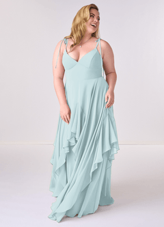 Barbie ♥ Azazie Bridesmaid Dresses Mist A-Line Bow Chiffon Dress image8