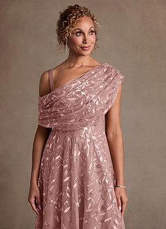 Azazie Sidney Mother of the Bride Dresses Dusty Rose A-Line Off the Shoulder Lace Dress image5