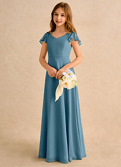 Azazie Nari Girls Formal Flower Girl Klänningar Klä A-Line i Chiffong med ärmar image3