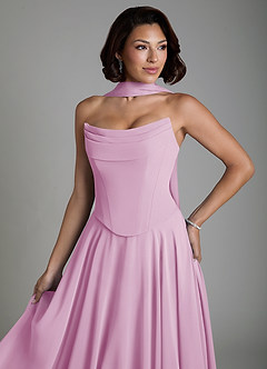 Azazie Ira Abiti da Damigella Abito A-Line in Chiffon Corsetto Rosa Confetto image7