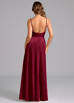 Azazie Sarella Bridesmaid Dresses Burgundy A-Line Pleated Velvet Dress image2