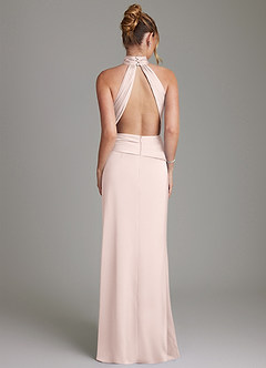 Azazie Gracelynn Bridesmaid Dresses Blushing Pink Sheath Pleated Stretch Satin Dress image8