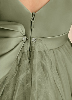 Azazie Pear Blumenmädchenkleider Ballkleid Schleifen Tüll Kleid Pistazie image7