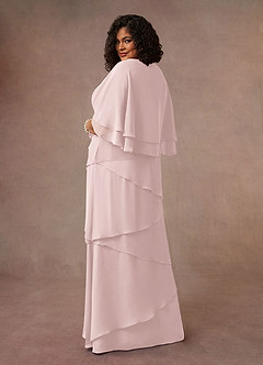 Azazie OHara Mère de la mariée Robes Robe Trapèze en Mousseline de soie Col V Rose Pâle image11