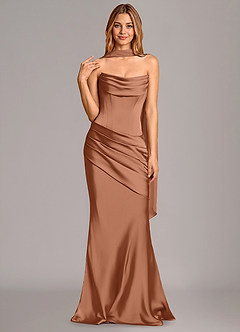 Azazie Pelagia Suknie dla druhen Syrena Gorset Satyna elastyczna Do ziemi Sukienka image3