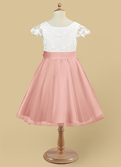 Azazie Vetty Flower Girl Dresses Ivory Rosette A-Line Lace Tulle Dress image9