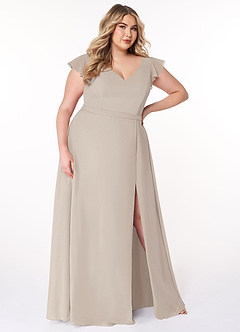 Azazie Claudine Bridesmaid Dresses Frost A-Line Flutter Sleeve Chiffon Dress image10