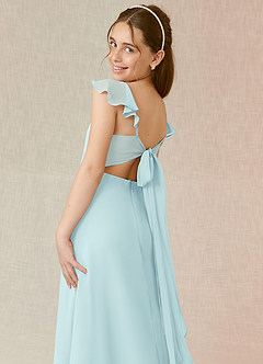 Azazie Everett Junior Sea Glass A-Line Chiffon Dress image7