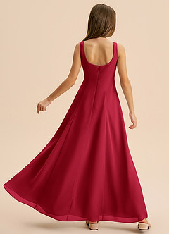 Azazie Lambie Junior Scarlet A-Line Pleated Chiffon Dress image8