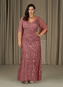 Azazie Ferris Mother of the Bride Dresses Desert Rose Sheath V-Neck Chiffon Dress image6