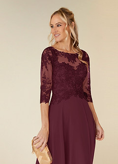 Azazie Monza Mother of the Bride Dresses Cabernet A-Line Lace Chiffon Dress image6