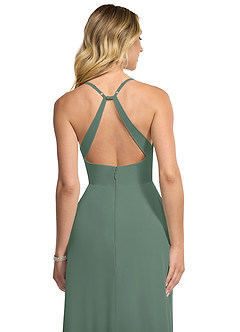 Azazie Davis Bridesmaid Dresses Eucalyptus A-Line V-Neck Chiffon Dress image6