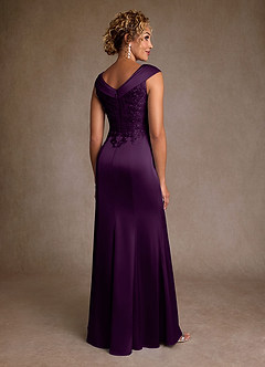 Azazie Santa Monica Mother of the Bride Dresses Grape A-Line Lace Dress image2