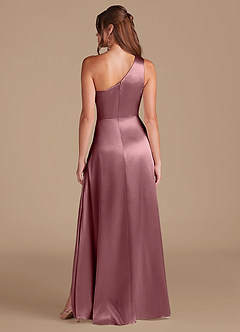 Azazie Brooke Bridesmaid Dresses Vintage Mauve A-Line One Shoulder Metallic Satin Dress image7