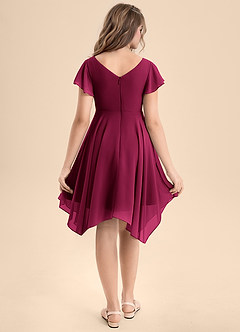 Azazie Janeaurelia Junior Burgundy A-Line Pleated Chiffon Dress image2
