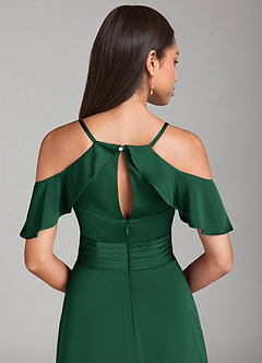 Azazie Dakota Vestidos de damas de honor Vestido de Verde Oscuro de Satén Elástico de Corte en A con Vestidos sin tirantes image6