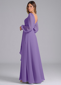 Azazie Omari Bridesmaid Dresses Tahiti A-Line Long Sleeve Chiffon Dress image2