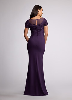 Azazie Susan Mother of the Bride Dresses Plum Sheath Lace Stretch Crepe Dress image4