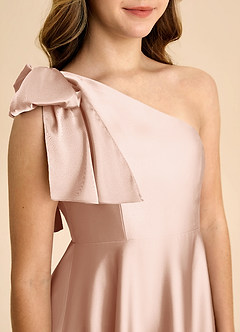 Azazie Penguin Junior Abito A-Line in Raso Elasticizzato Fiocco Oro Rosa image7