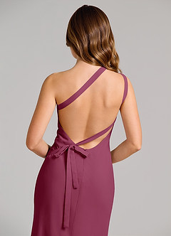Azazie Monroe Bridesmaid Dresses Mulberry Sheath One Shoulder Chiffon Dress image6