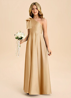 Azazie Penguin Junior Klä av A-Line i Stretch Satin Rosett image5