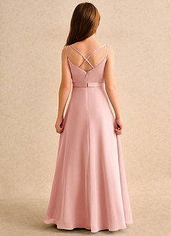 Azazie Umina Girls Formal Flower Girl Dresses Rosette A-Line Pleated Matte Satin Dress image2