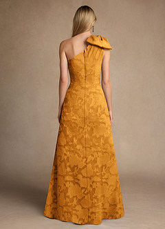 Azazie Easton Mother of the Bride Dresses Butterscotch Ball-Gown One Shoulder Floral Burnout Dress image2