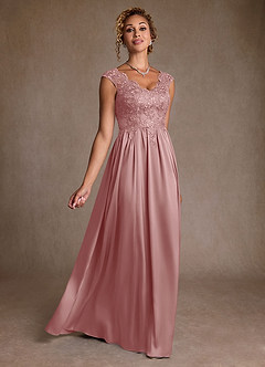 Azazie Amethyst Mother of the Bride Dresses Dusty Rose A-Line Lace Dress image3