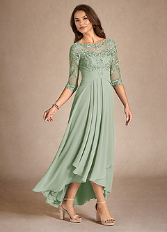 Azazie Marietta Mother of the Bride Dresses Dusty Sage A-Line Lace Dress image2