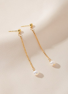 front Pearl and Chain Drop Earrings