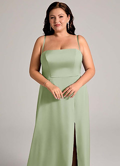 Azazie Wren Bridesmaid Dresses Dusty Sage A-Line Strapless Stretch Satin Convertible Dress image13