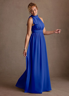 Azazie Antoinette Mother of the Bride Dresses Royal Blue A-Line Pleated Chiffon Dress image4
