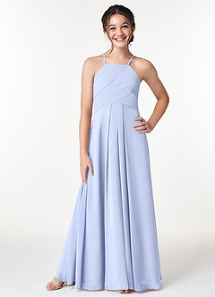 Azazie Ginger Junior A-Linie Plissee Chiffon Kleid Eis image1
