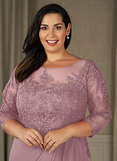 Azazie Calanthe Mother of the Bride Dresses Dusty Rose A-Line Scoop Chiffon Dress image8