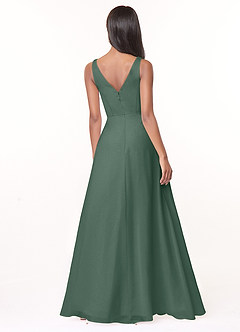 Azazie Nala Abiti da Damigella Abito A-Line in Chiffon Plissettato Muschio Marino image2