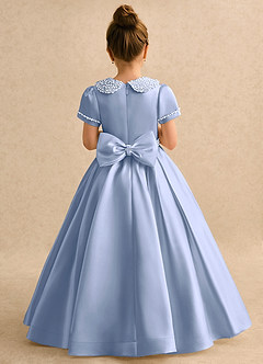 Azazie Gabriella Flower Girl Dresses Ice Ball-Gown with Sleeves Matte Satin Dress image2