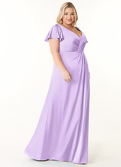 Azazie Soren Robes de demoiselle d'honneur Robe Trapèze en Satin extensible Plissée Lilas image10