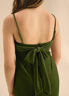 Azazie Mai Junior Olive A-Line Sweetheart Neckline Velvet Dress image8