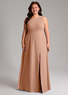 Azazie Phaedra Jurken voor bruidsmeisjes Jurk van Chiffon met A-Lijn One-Shoulder Champagne Roos image9