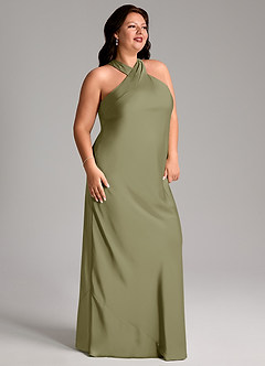 Azazie Doretta Bridesmaid Dresses Pistachio Mermaid Pleated Stretch Satin Dress image8