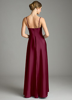 Azazie Elle Bridesmaid Dresses Mulberry A-Line Pleated Stretch Satin Dress image5