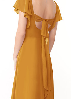 Azazie Syenna Brautjungfernkleider A-Linie Gestreift Chiffon Kleid Butterscotch image3