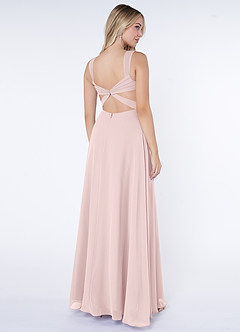 Azazie Nahrin Bridesmaid Dresses Blushing Pink A-Line V-Neck Pleated Chiffon Dress image4