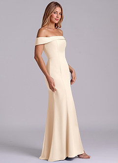 Azazie Luciana Robes de demoiselle d'honneur Robe Fourreau Convertible en Mousseline de soie Épaule décolletée Albâtre Blanc image5