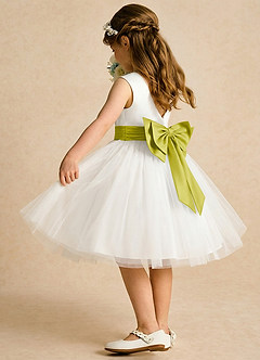Azazie Sosie Robe Demoiselle D'honneur Fillette Robe Trapèze en Tulle Plissée Ivoire Citronnelle image4