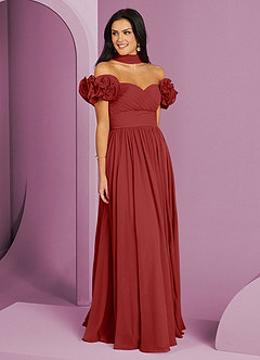 Barbie ♥ Azazie Bridesmaid Dresses Rust A-Line Off the Shoulder Chiffon Convertible Dress image3