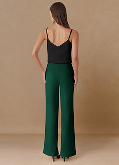 front Marina émeraude Pantalon droit en tissu raffiné