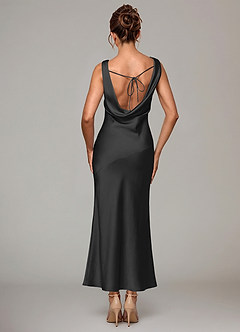 Azazie Rylina 신부 들러리 드레스 인어 주름진 스트레치 새틴 발목 길이 드레스 image6