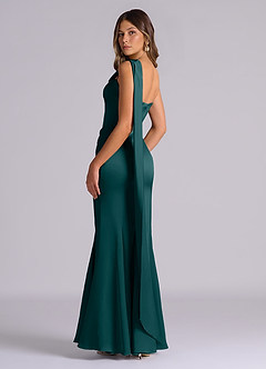 Azazie Inara Bridesmaid Dresses Pine Mermaid Pleated Stretch Satin Dress image6
